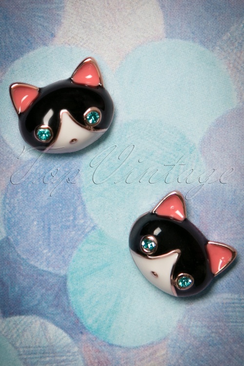 Vixen - 50s Puurfect Kitten Stud Earrings in Gold