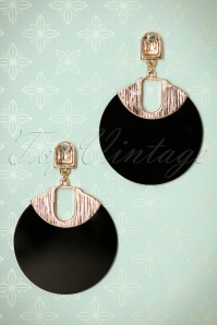 Vixen - 50s Retro Disk Earrings in Gold and Black 3