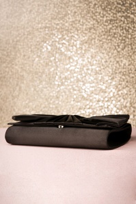 Darling Divine - 50s Satin Bow Evening Clutch in Black 5
