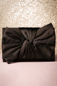 Darling Divine - 50s Satin Bow Evening Clutch in Black 3