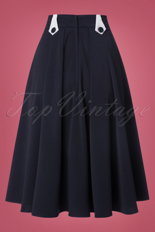 Miss Candyfloss - 50s Tiffany Swing Skirt in Navy and White 4