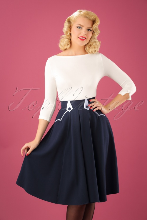 Miss Candyfloss - Tiffany swingrok in marineblauw en wit