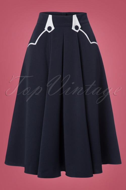 Miss Candyfloss - 50s Tiffany Swing Skirt in Navy and White 2