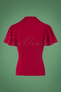 Topvintage Boutique Collection - 50s Elena Top in Winter Red 3