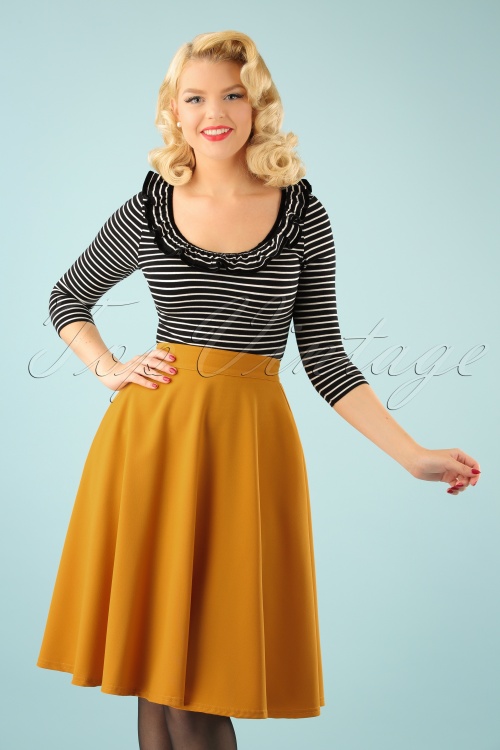 Steady Clothing - Beverly hoge taille swingrok in mosterd 2