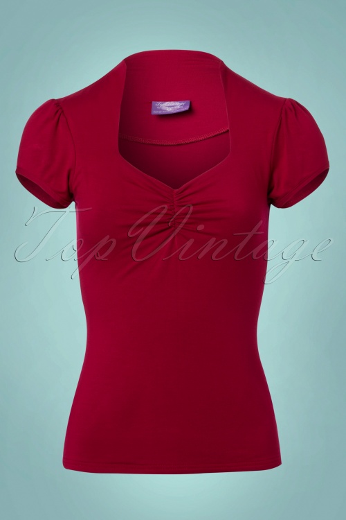 Topvintage Boutique Collection - 50s Donna Top in Winter Red