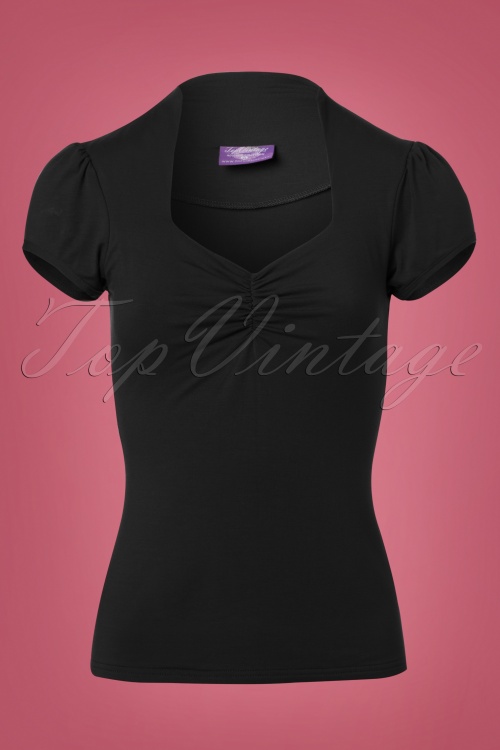 Topvintage Boutique Collection - 50s Donna Top in Black