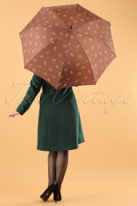So Rainy - Retro Floral Umbrella Années 60 en Brun 4