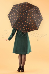 So Rainy - 60s Retro Floral Umbrella in Black 4