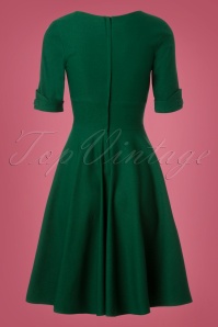 Unique Vintage - 50s Delores Swing Dress in Emerald Green 10