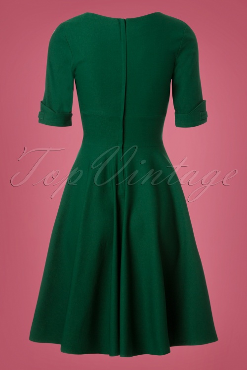 Unique Vintage - 50s Delores Swing Dress in Emerald Green 10