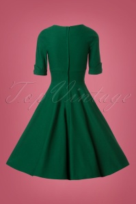 Unique Vintage - 50s Delores Swing Dress in Emerald Green 11