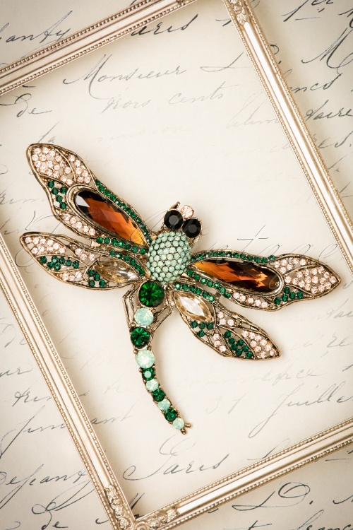 Foxy - 20s Imperial Dragonfly Hair Clip and Brooch in Gold 2