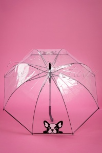 So Rainy - 50s It's Raining French Bulldogs Transparent Dome Umbrella 3