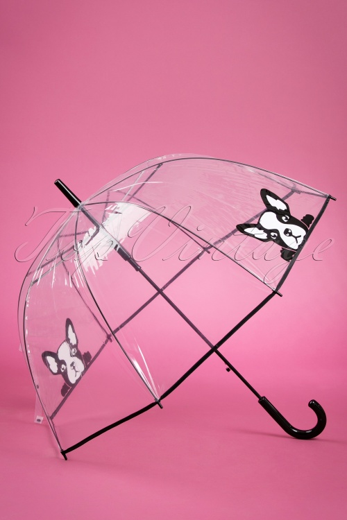 So Rainy - 50s It's Raining French Bulldogs Transparent Dome Umbrella