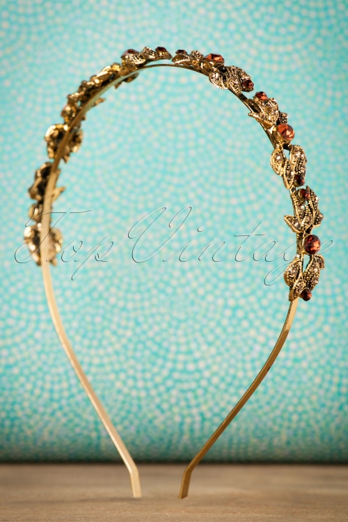 Foxy - 20s Sara Sparkly Leaves Hairband in Gold 2