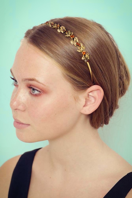 Foxy - 20s Sara Sparkly Leaves Hairband in Gold