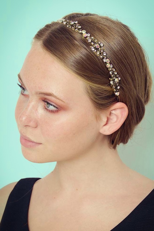 Foxy - 20s Sara Sparkly Leaves Hairband in Gold