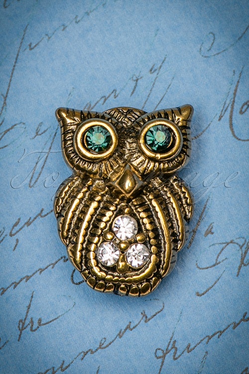 Kaytie - Small Night Owl Brooch Années 20 en Doré