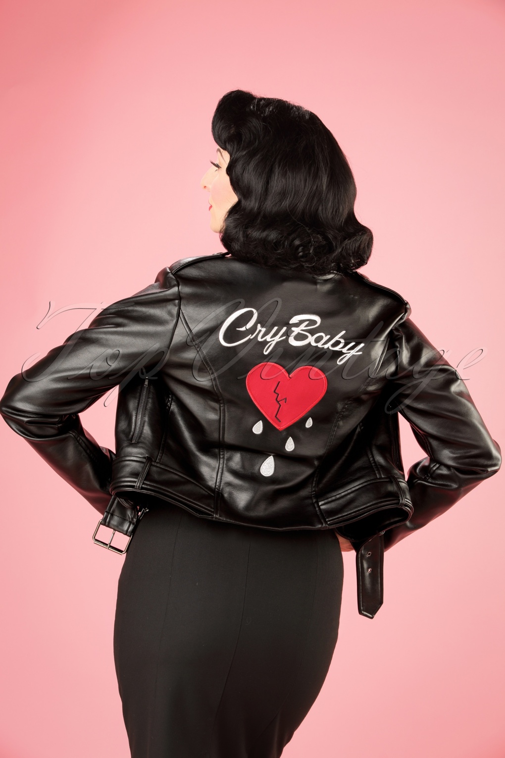 50s Kim Cry Baby Biker Jacket in Black