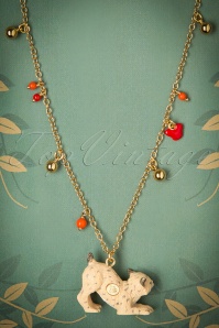 N2 - 50s Little Lynx and Charms Necklace Gold Plated 3