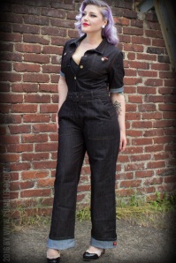 Rumble59 - 50s Ladies Jeans Overall in Denim Blue
