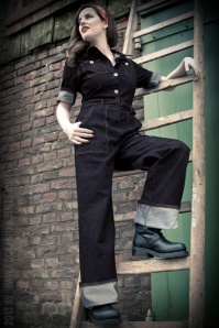 Rumble59 - 50s Ladies Jeans Overall in Denim Blue 3