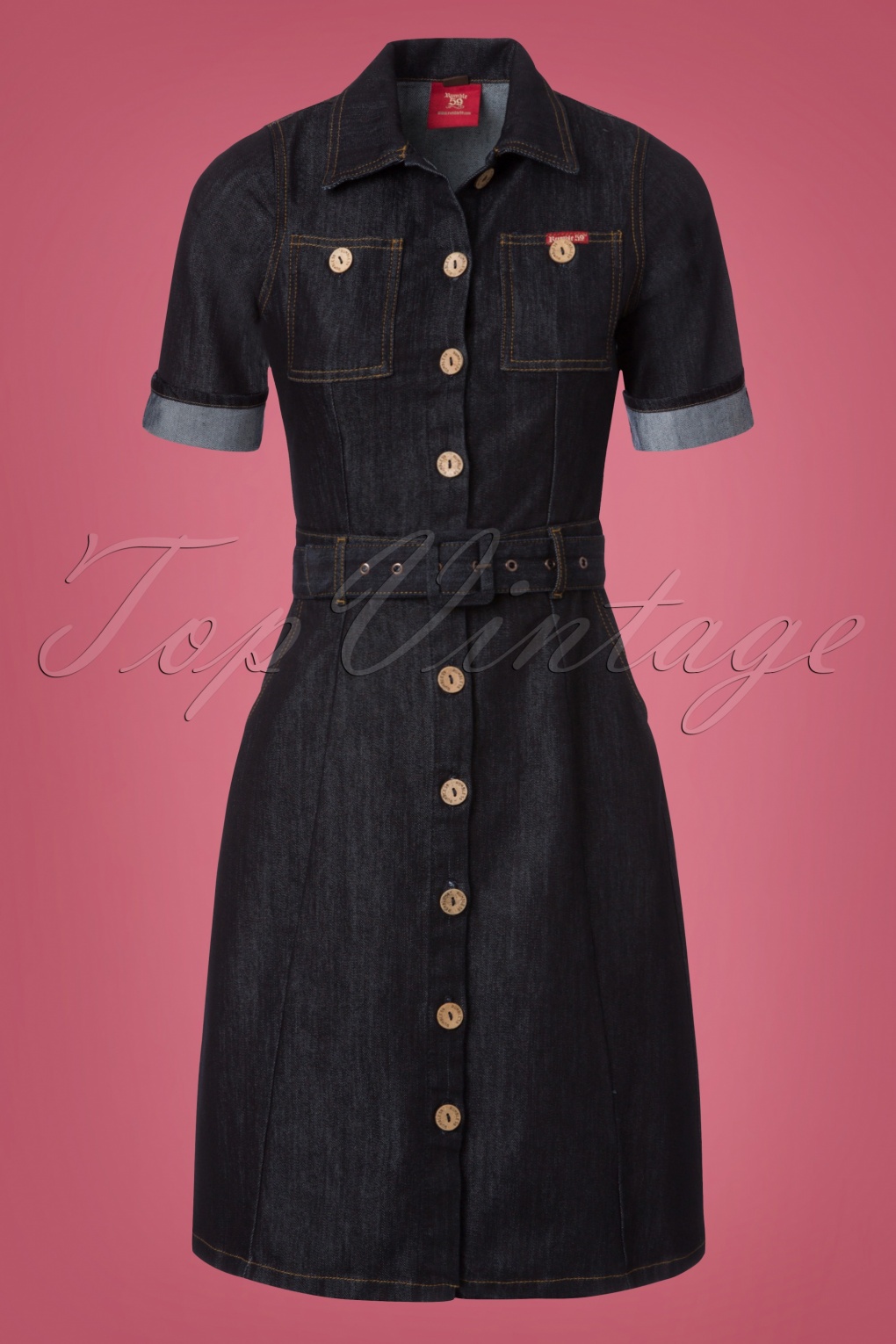 50s Ladies Jeans Dress in Denim Blue