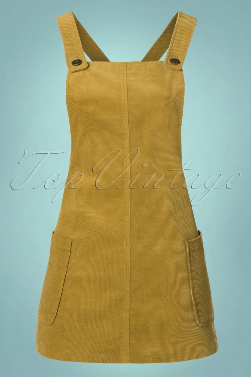 mustard cord pinafore dress