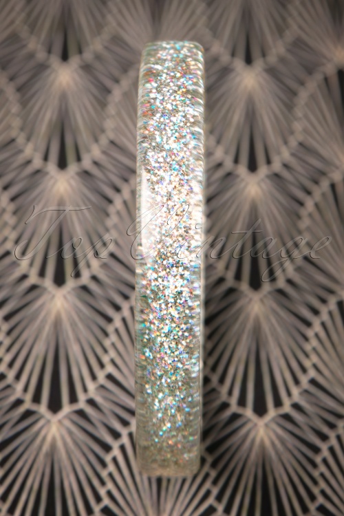 Splendette - TopVintage Exclusive ~ 20s Fedora Midi Glitter Bangle in Silver Sparkle 2