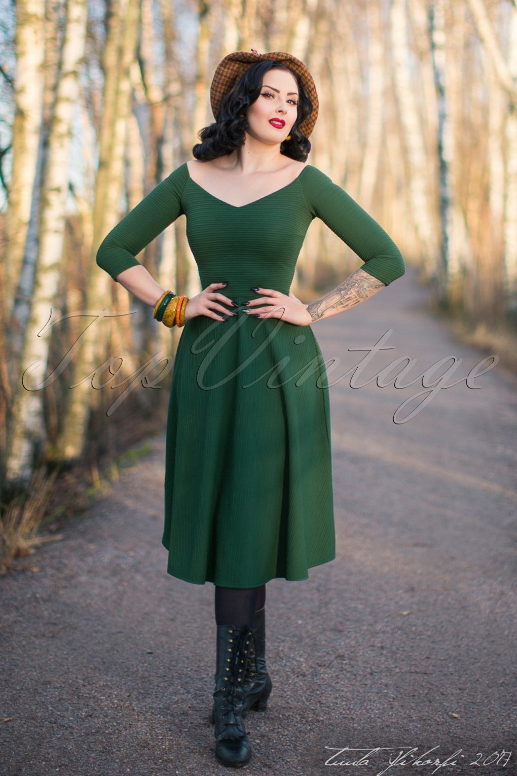 50s Patsy Swing Dress in Vintage Green