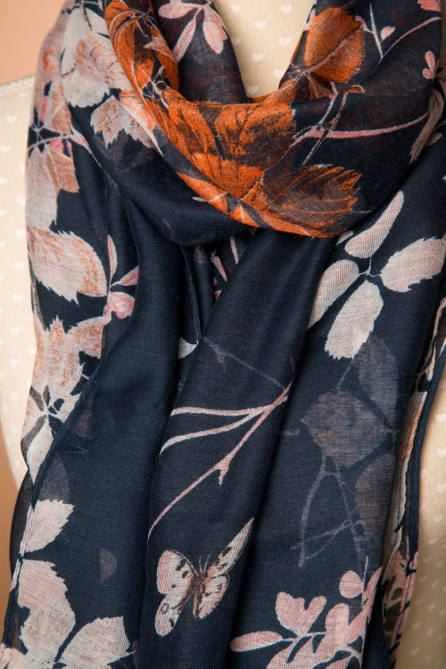  - 60s It Is All About Flowers Scarf in Midnight Blue 5