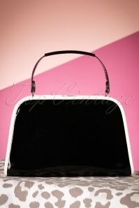 Glamour Bunny - Patent Glitter Box Handbag Années 50 en Noir 6