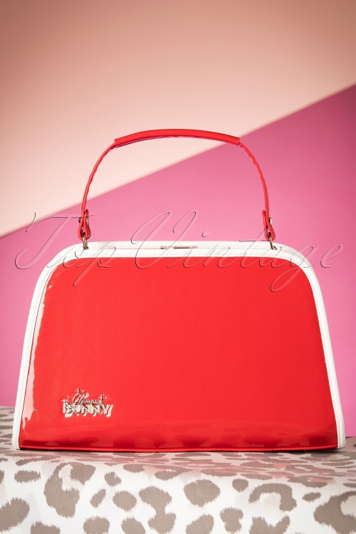 Glamour Bunny - 50s Patent Glitter Box Handbag in Red