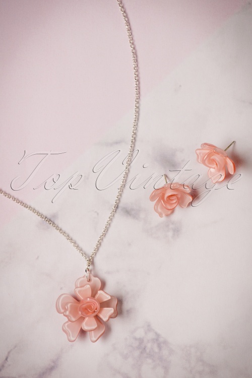 Lisa Angel Acrylic Rose Necklace Earrings set 290 22 23794 07112017 016W