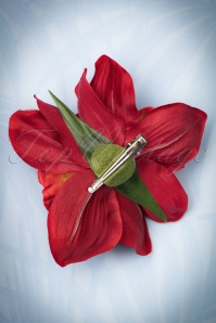 Lady Luck's Boutique - 50s Double Orchid Pretty Hair Clip in Red 3