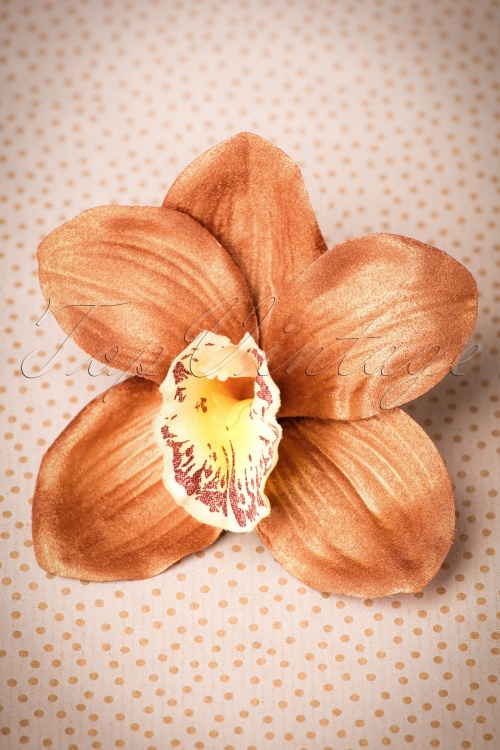 Lady Luck's Boutique - Orchidee Hübsche Haarspange in Kupfer
