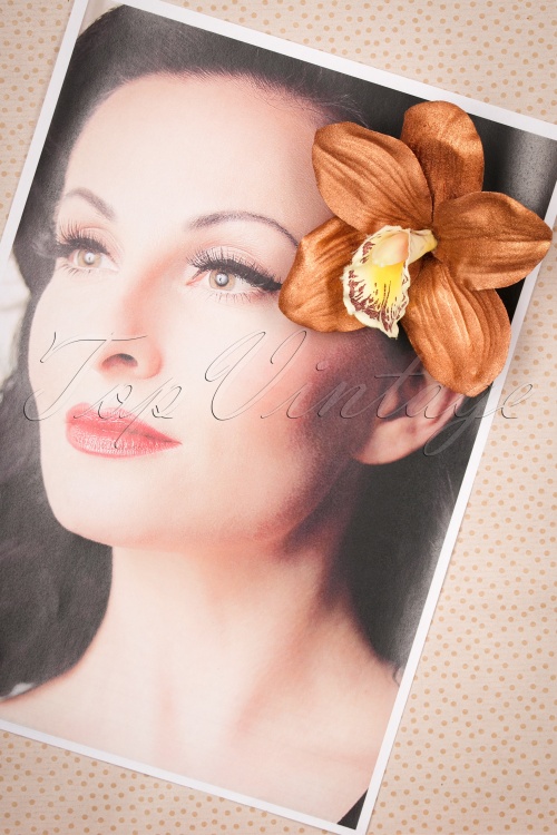 Lady Luck's Boutique - Orchidee Hübsche Haarspange in Kupfer 2