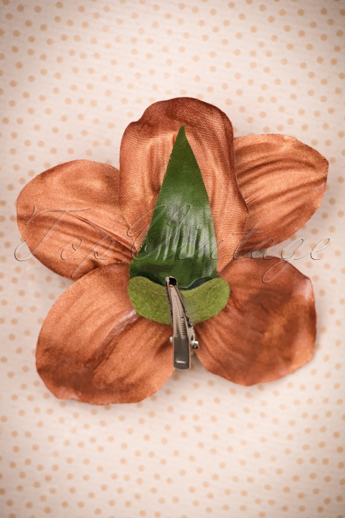 Lady Luck's Boutique - Orchidee mooie haarclip in koper 3