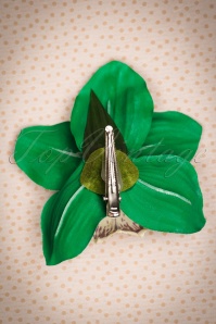 Lady Luck's Boutique - 50s Orchid Pretty Hair Clip in Emerald Green 3