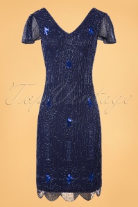 GatsbyLady - Downton Abbey Flapper Dress Années 20 en Bleu Marine 2