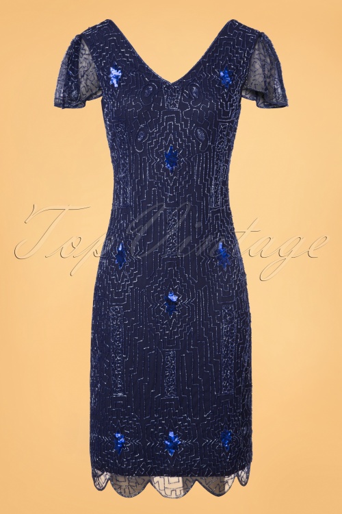 GatsbyLady - Downton Abbey Flapper-jurk in marineblauw 2