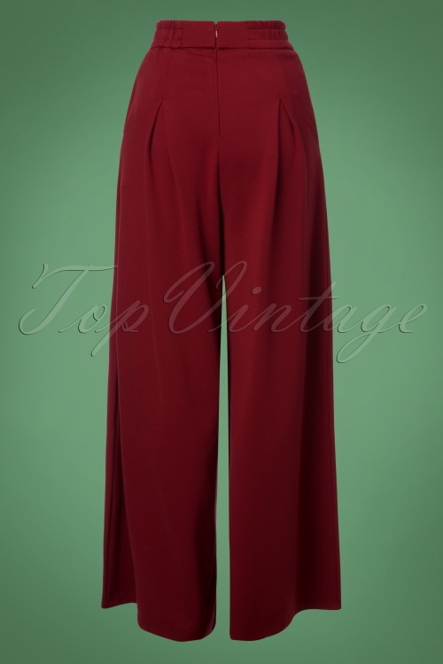 Banned Retro - 70s Indiana Trousers in Burgundy 2