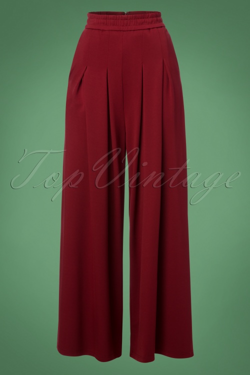 Banned Retro - 70s Indiana Trousers in Burgundy