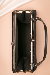 Vixen - 50s Quilted Velvet Handbag in Black 4