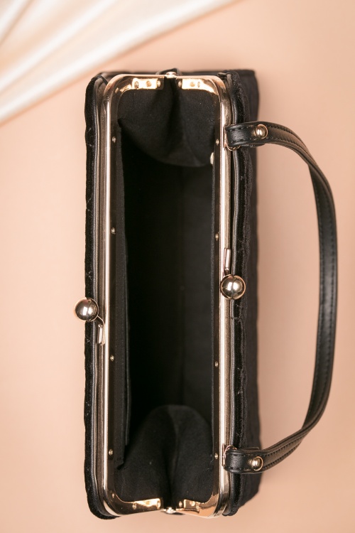 Vixen - Quilted Velvet Handbag Années 50 en Noir 4