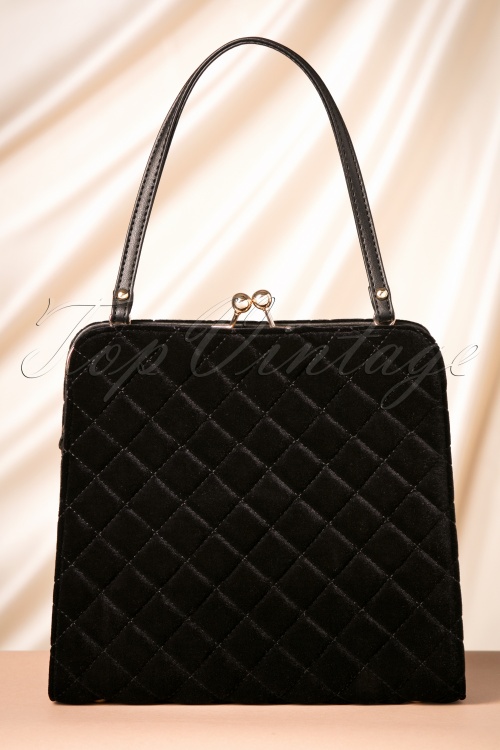 Vixen - Quilted Velvet Handbag Années 50 en Noir