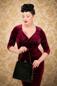 Vixen - Quilted Velvet Handbag Années 50 en Noir 6