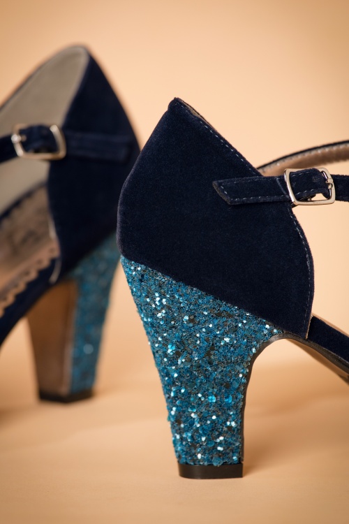 Banned Retro - 20s Sparkles On My T-Strap Pumps in Blue 6