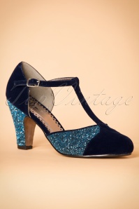 Banned Retro - 20s Sparkles On My T-Strap Pumps in Blue 4